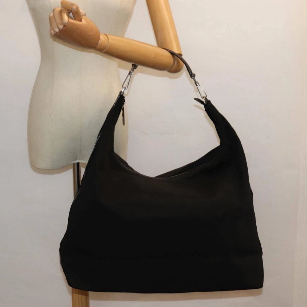 Gucci Shoulder Bag Nylon Black Silver 001 1956 Auth